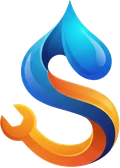 Sarasota FL Expert Plumbers logo, a blue water drop forming an S with an orange wrench, in the header of the page Plumber in Sarasota, FL